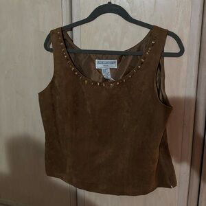 Jessica Howard Brown Suede Tank with Gold Studs